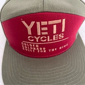 Yeti Cycles Golden Co Red and Army Green Strapback Trucker Hat